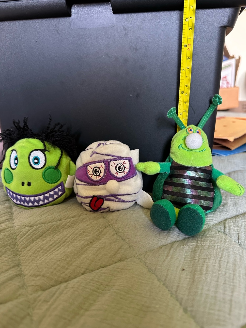 Silly Slammers Plush Kids Monster Toy Trio - Green and White Set